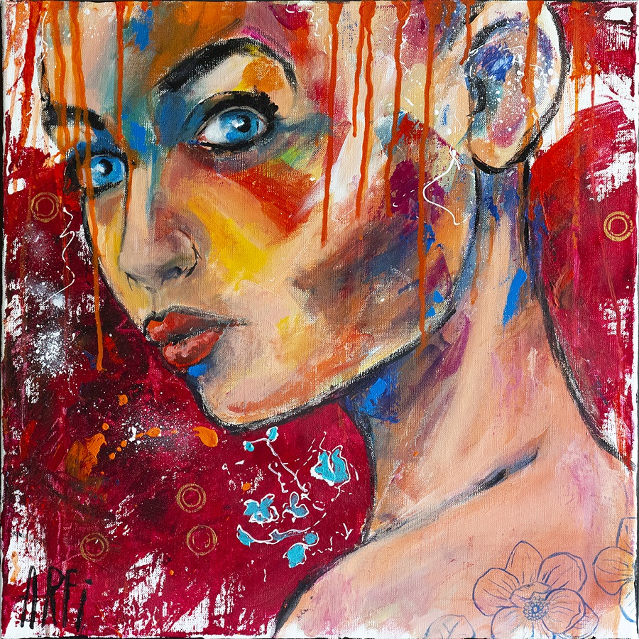 Alice - Acrylique et pastel huile sur toile - 50x50 cm