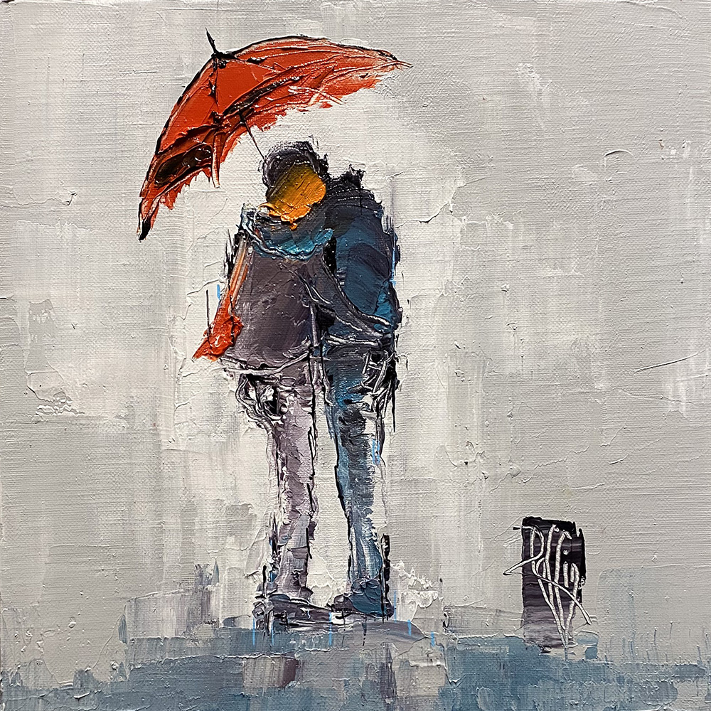 Petite pluie d'amour - Huile sur toile - 30x30 cm