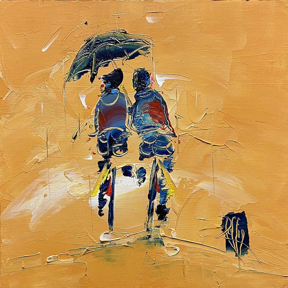 Pluie d'amour - Huile sur toile - 30x30 cm