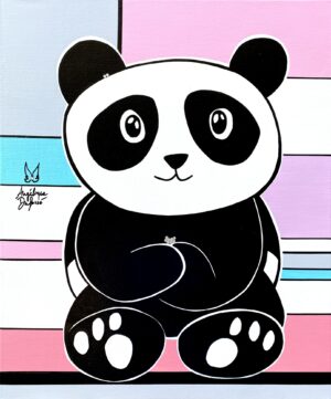 Panda Doudou Calin - Acrylique sur toile - 65x54 cm