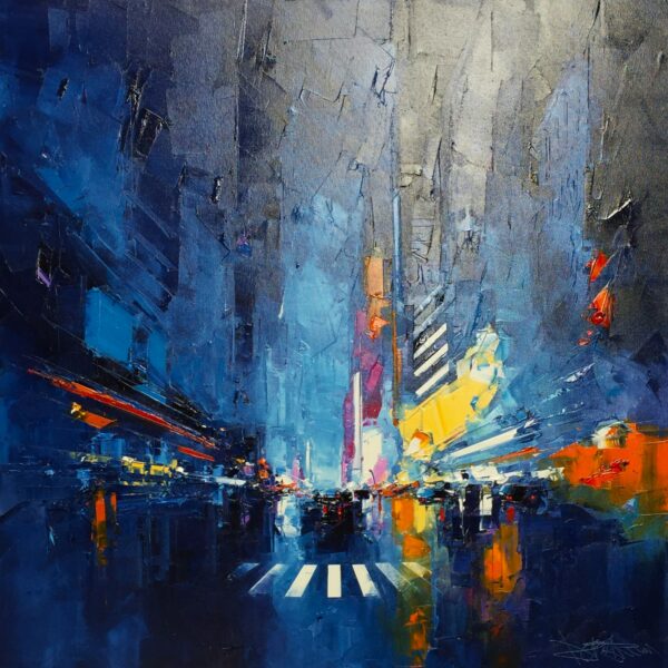 Lights in NYC - Huile sur toile - 100x100 cm