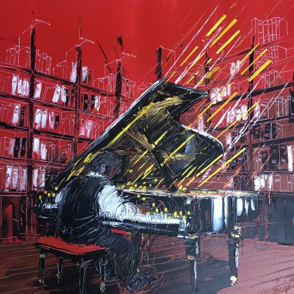 Le pianiste - Acrylisque sur toile - 80x80 cm
