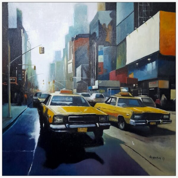 Taxis - Huile sur toile - 70x70 cm