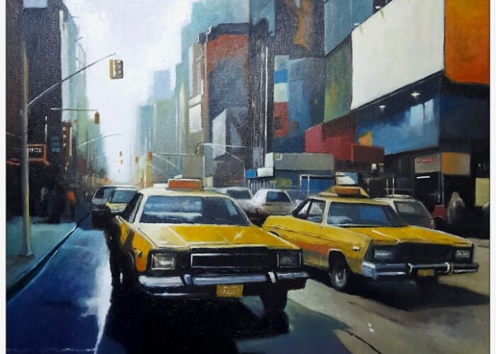 Taxis - Huile sur toile - 70x70 cm
